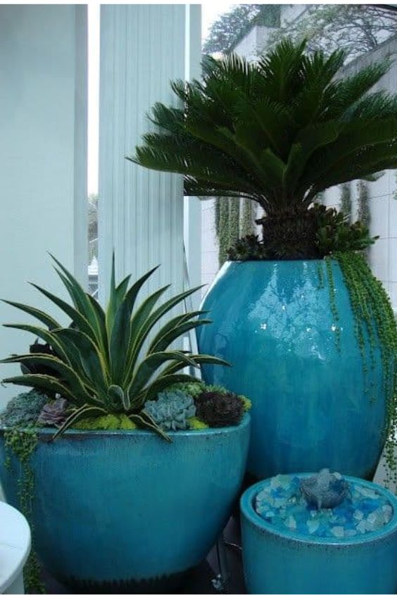 decoração-de-jardim-com-vasos