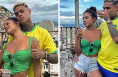 Bella Campos e MC Cabelinho curtem a Copa do Mundo juntinhos no Rio